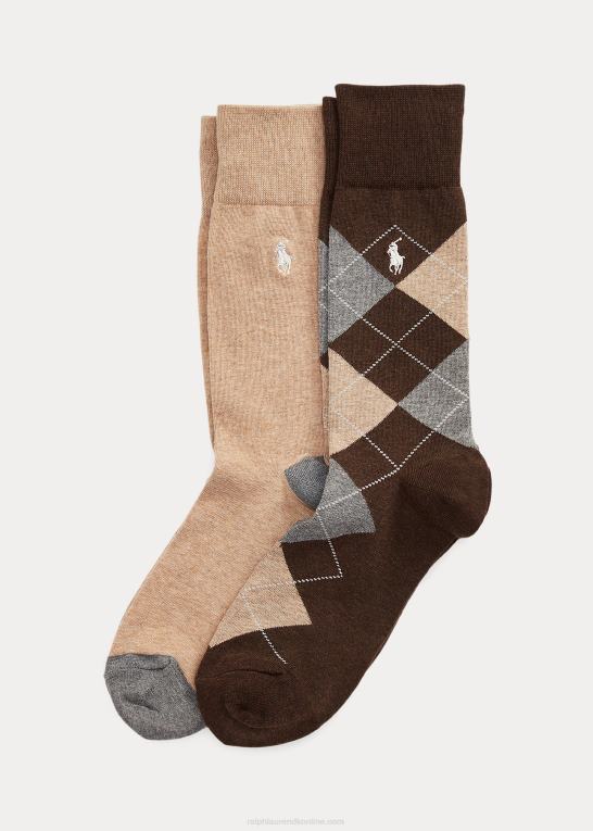 Brun Mænd Ralph Lauren argyle buksesok 2-pak Z426B2342