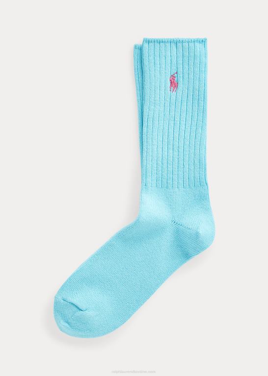 Himmelblå Mænd Ralph Lauren besætningssokker i bomuldsblanding Z426B2612