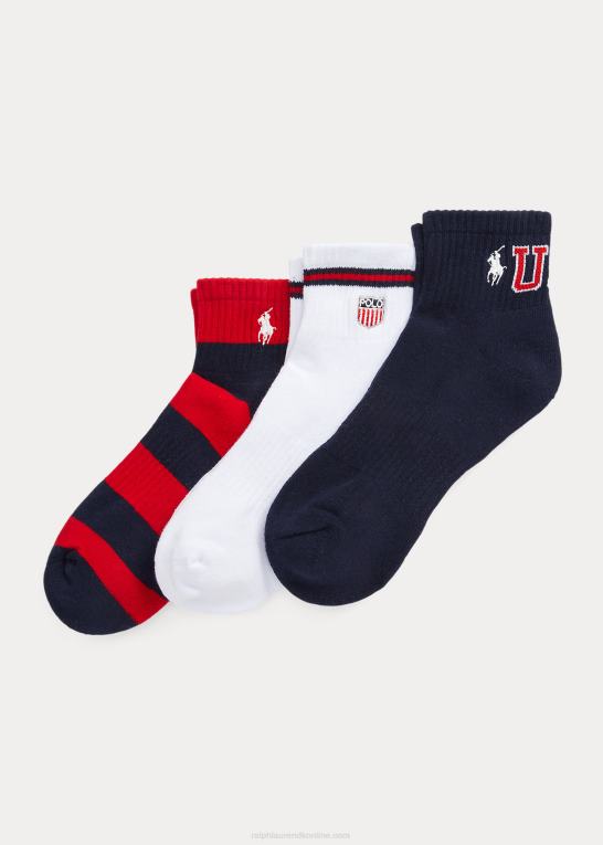 assorteret Mænd Ralph Lauren americana quarter-crew sok 3-pak Z426B2314