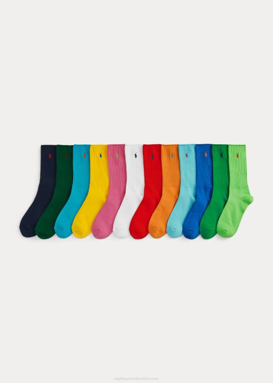 assorteret Mænd Ralph Lauren signatur pony crew gavesæt med 12 sokker Z426B2324
