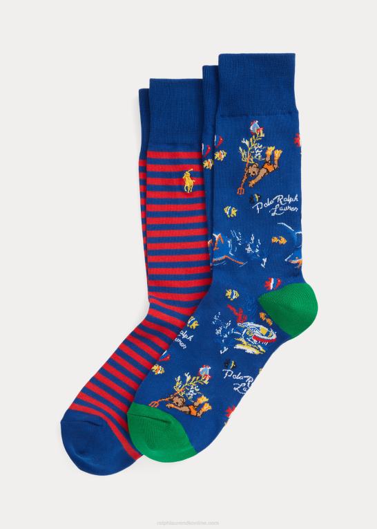 blå Mænd Ralph Lauren polobjørn buksesok 2-pak Z426B2368