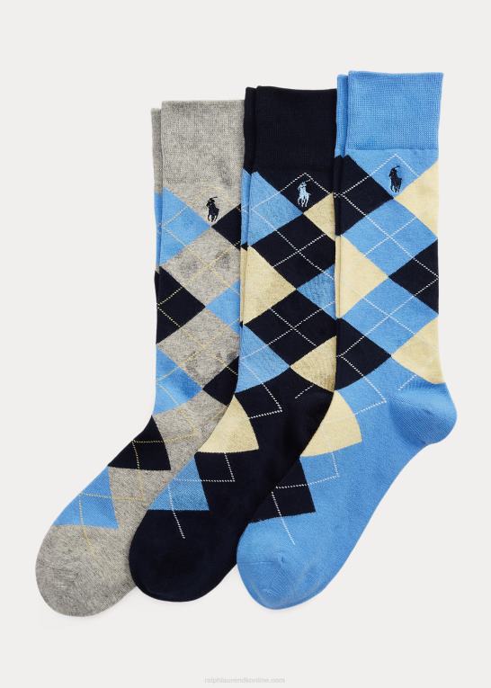 blød blå Mænd Ralph Lauren argyle crew sok 3-pak Z426B2327