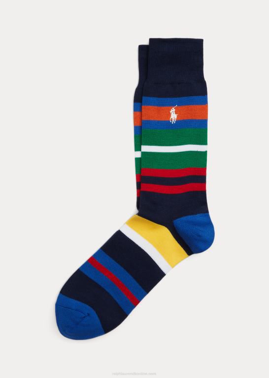 flåde Mænd Ralph Lauren stribede buksestrømper i bomuldsblanding Z426B2370