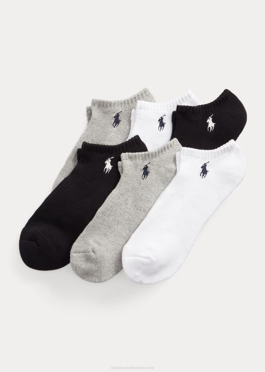 grå assorteret Mænd Ralph Lauren bomuldsblanding lav-cut-sok 6-pak Z426B2546
