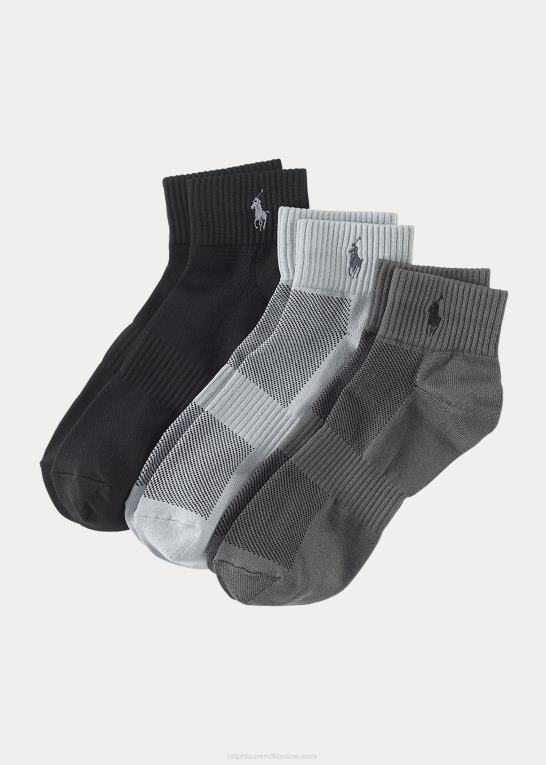 grå assorteret Mænd Ralph Lauren sports ankelsok 3-pak Z426B8805