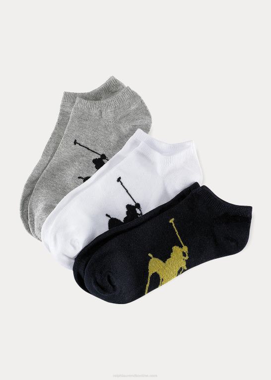 grå/hvid/sort Mænd Ralph Lauren stor ponysok 3-pak Z426B2790