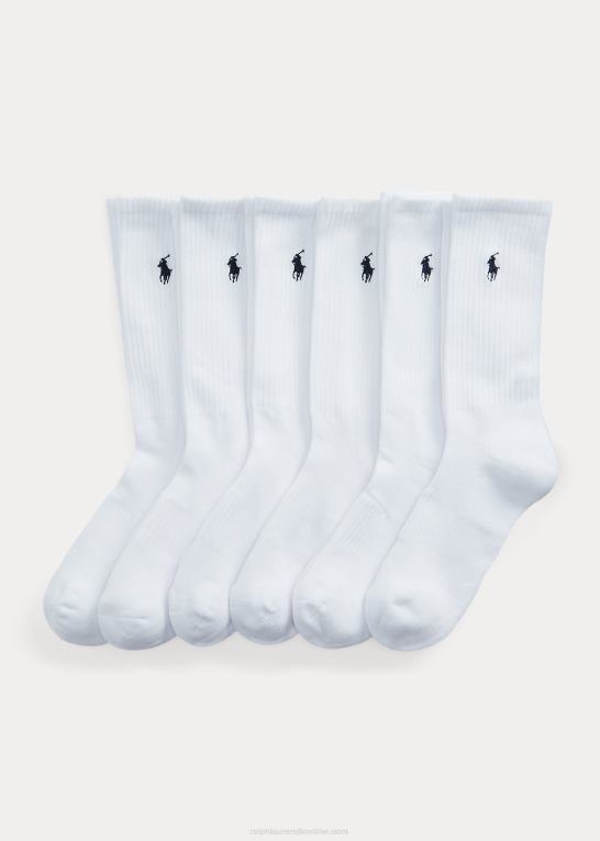 hvid Mænd Ralph Lauren besætningssok i bomuldsblanding 6-pak Z426B2538