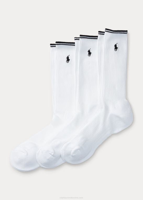 hvid Mænd Ralph Lauren tech atletisk besætningsstrømpe 3-pak Z426B8788