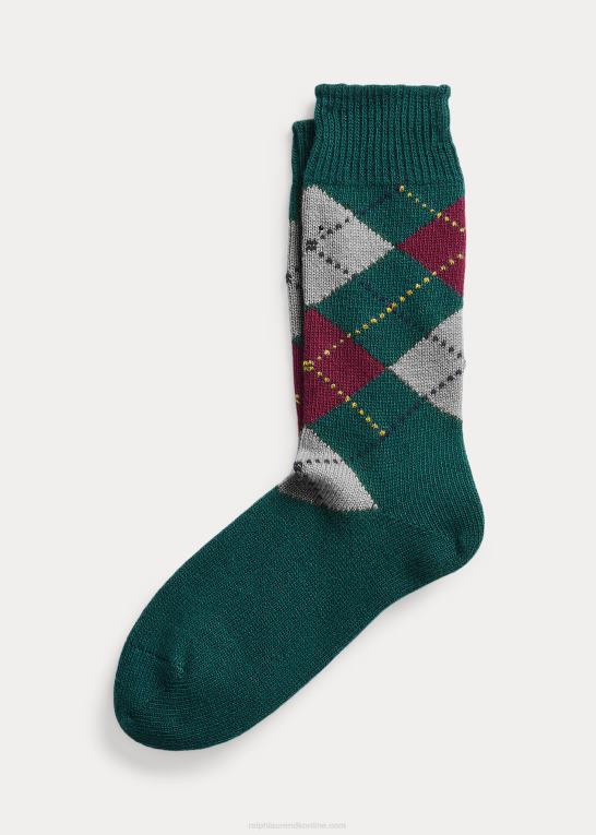 jægergrøn Mænd Ralph Lauren håndsvingede argyle uldsokker Z426B2774