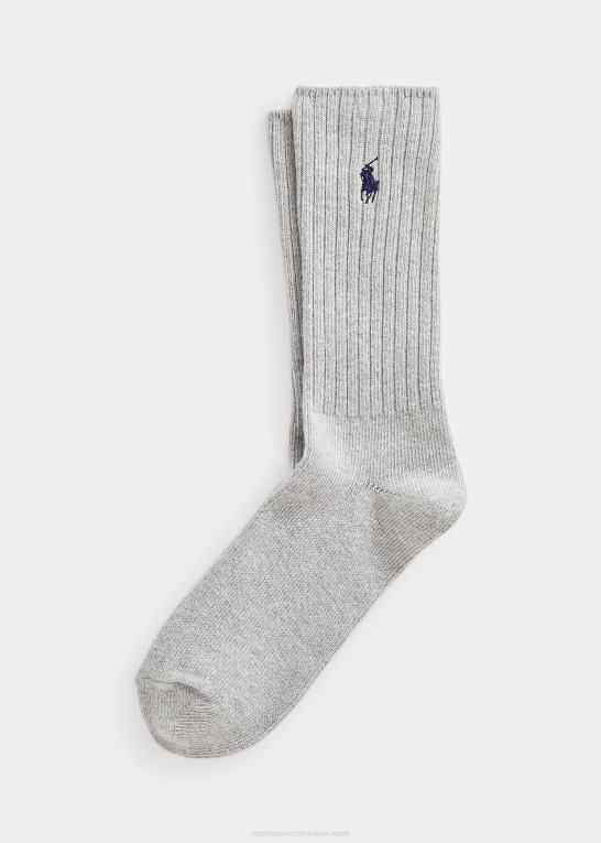 lysegrå Mænd Ralph Lauren besætningssokker i bomuldsblanding Z426B2594