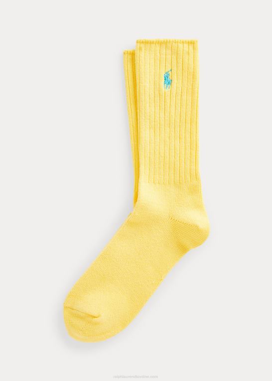 lysegul Mænd Ralph Lauren besætningssokker i bomuldsblanding Z426B2611