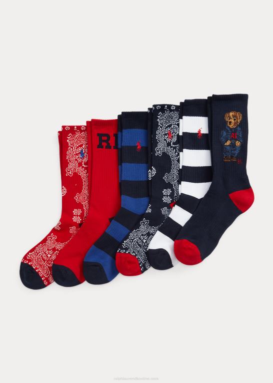 marine rød Mænd Ralph Lauren polo bear crew sok 6-pak Z426B2302