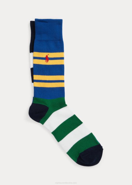 multi Mænd Ralph Lauren uoverensstemmende crest stribede crew sokker Z426B2372