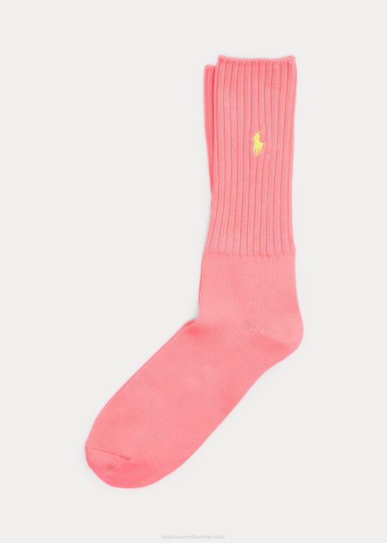neon pink Mænd Ralph Lauren fluorescerende slouchy crew sokker Z426B2374