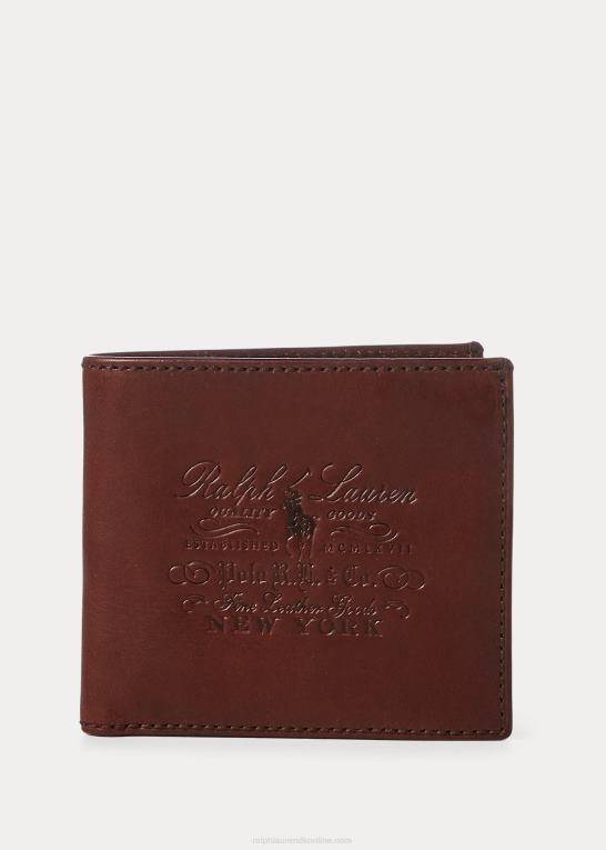 Brun Mænd Ralph Lauren arv fuldkorns tegnebog Z426B2295