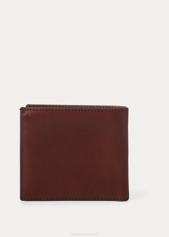 Brun Mænd Ralph Lauren arv fuldkorns tegnebog Z426B2295