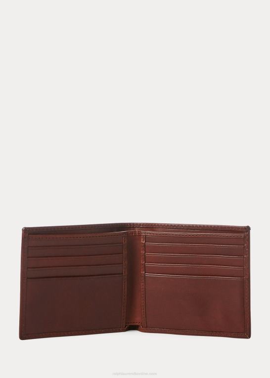 Brun Mænd Ralph Lauren arv fuldkorns tegnebog Z426B2295