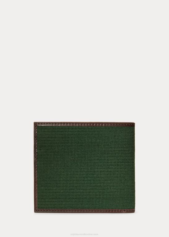 grøn Mænd Ralph Lauren crest needlepoint billfold pung Z426B2746