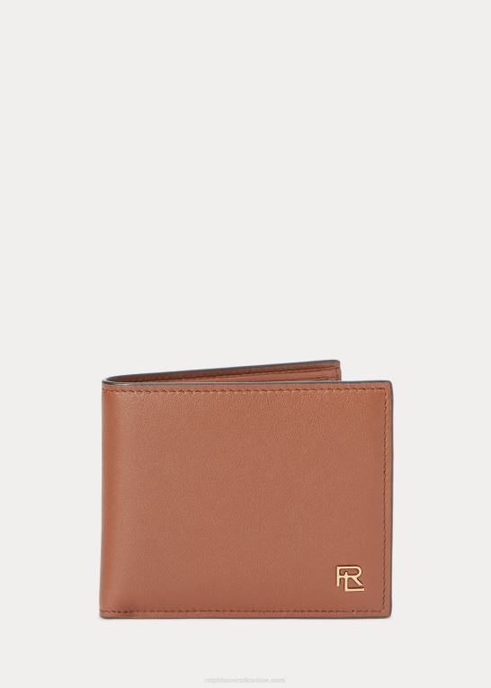 kastanje Mænd Ralph Lauren pung i kalveskind med metalplak Z426B9018