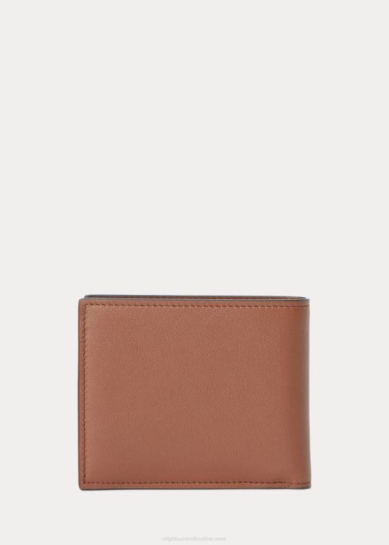 kastanje Mænd Ralph Lauren pung i kalveskind med metalplak Z426B9018