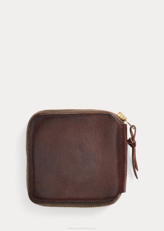 mørkebrun Mænd Ralph Lauren læder lynlås pung Z426B8851