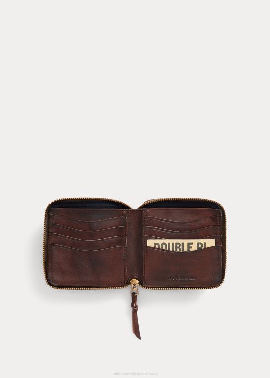 mørkebrun Mænd Ralph Lauren læder lynlås pung Z426B8851
