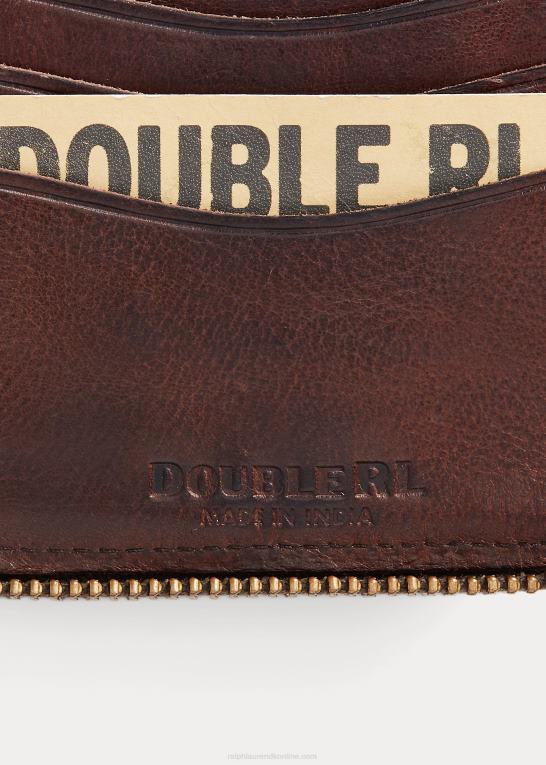 mørkebrun Mænd Ralph Lauren læder lynlås pung Z426B8851