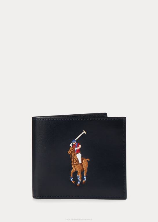 navy/multi pony Mænd Ralph Lauren stor lommebog i læder Z426B2340