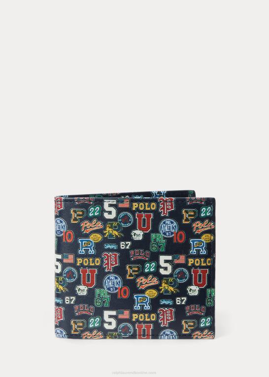 preppy print Mænd Ralph Lauren tegnebog i læder med logotryk Z426B2421
