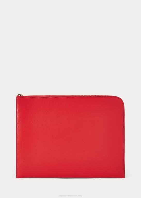 rød m/sort Mænd Ralph Lauren Welington portefølje med lynlås i kalveskind Z426B8999