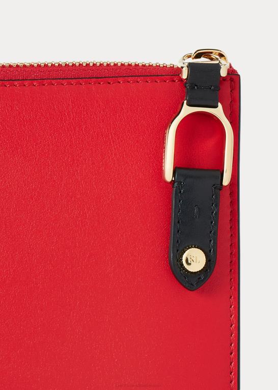 rød m/sort Mænd Ralph Lauren Welington portefølje med lynlås i kalveskind Z426B8999