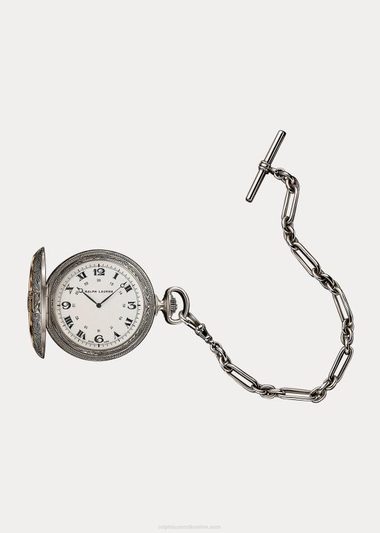 Mænd Ralph Lauren 50 mm lommeur i sterling sølv Z426B2841