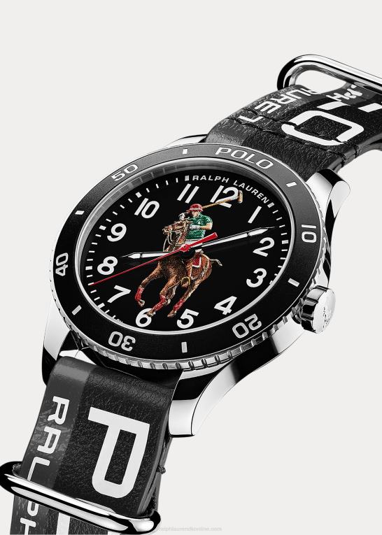Mænd Ralph Lauren polo sportur sort urskive Z426B9741