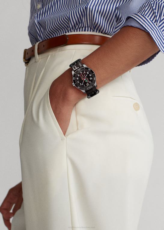 Mænd Ralph Lauren polo sportur sort urskive Z426B9741