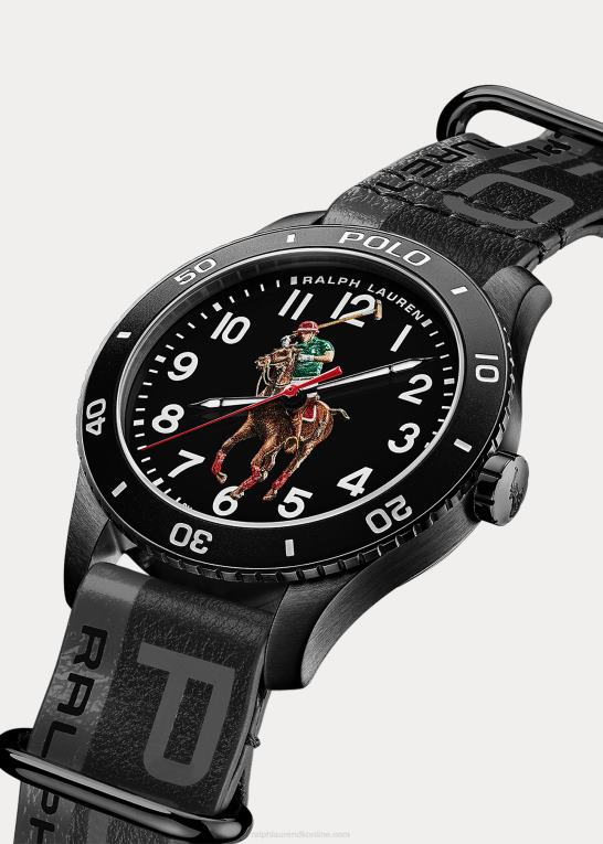Mænd Ralph Lauren polo sportur sort urskive Z426B9748