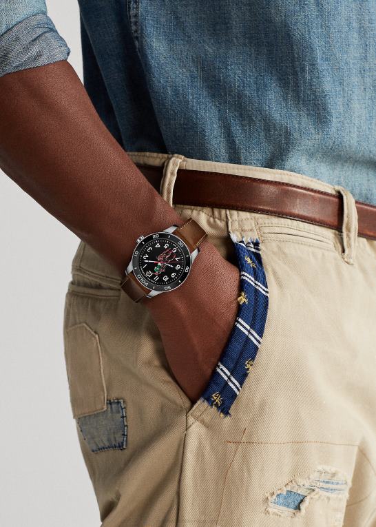 Mænd Ralph Lauren polo ur sort urskive Z426B9742