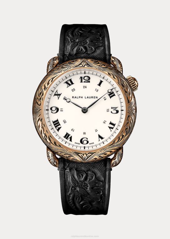 Mænd Ralph Lauren rund 45 mm graveret rosa guld Z426B2837
