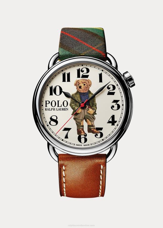 hvid skive Mænd Ralph Lauren 42 mm bedford polo bear ur Z426B2804