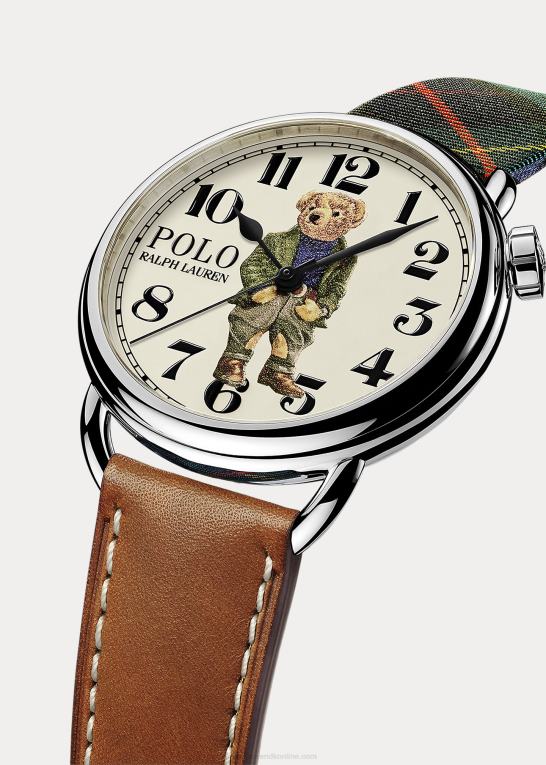 hvid skive Mænd Ralph Lauren 42 mm bedford polo bear ur Z426B2804