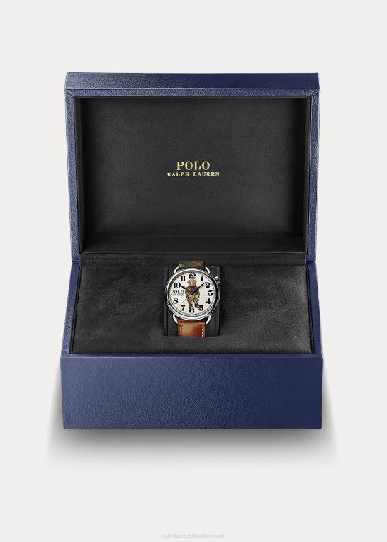 hvid skive Mænd Ralph Lauren 42 mm bedford polo bear ur Z426B2804