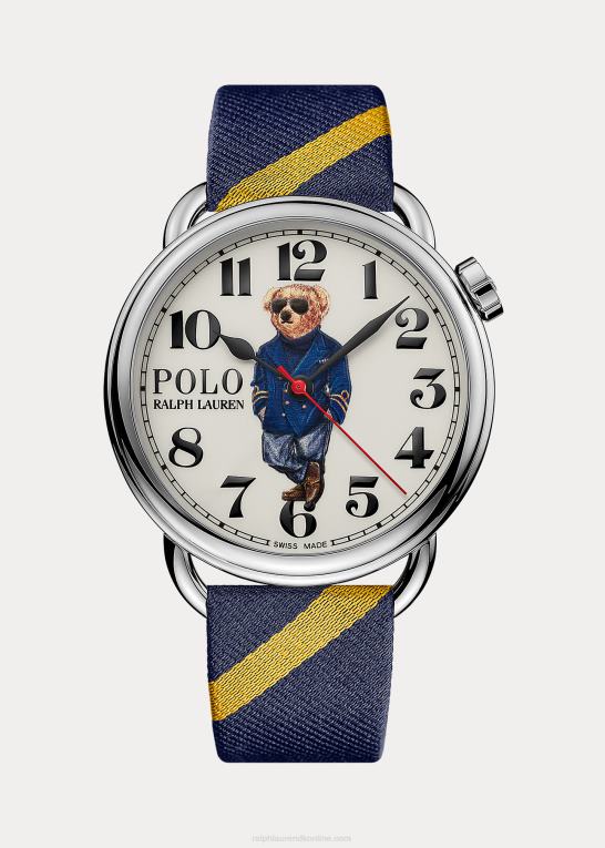 hvid skive Mænd Ralph Lauren 42 mm nautisk polobjørn ur Z426B2803