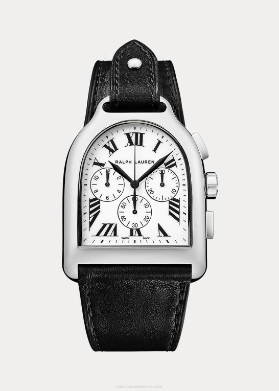 hvid urskive m/chrono Mænd Ralph Lauren stor kronograf stål Z426B2807