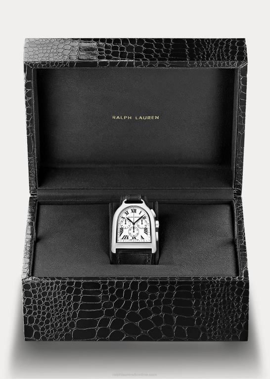 hvid urskive m/chrono Mænd Ralph Lauren stor kronograf stål Z426B2807