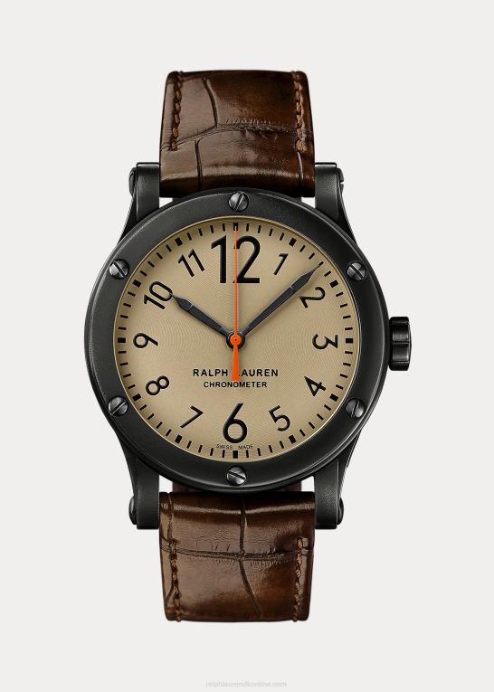 kaki urskive Mænd Ralph Lauren 45 mm kronometer stål Z426B2815