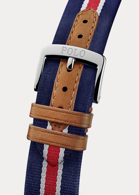 rød/hvid/blå stribe Mænd Ralph Lauren stribet silke urrem Z426B2643