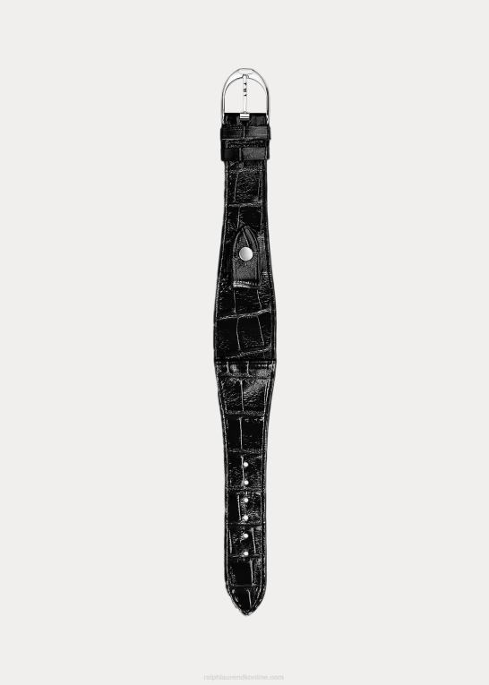 sort Mænd Ralph Lauren medium stigbøjle alligator urrem Z426B2853