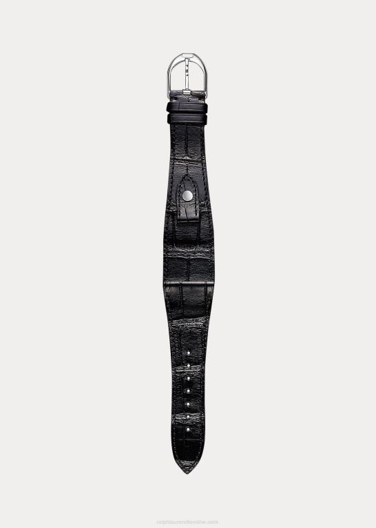 sort Mænd Ralph Lauren stor stigbøjle alligator urrem Z426B2848