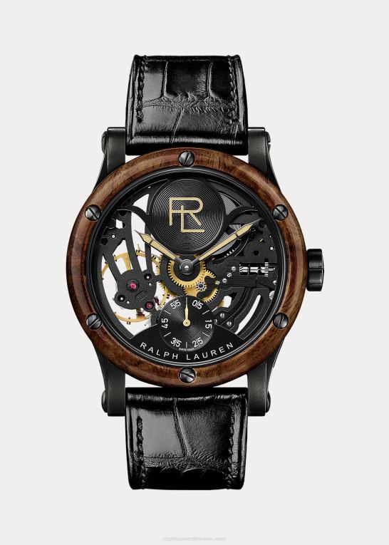 sort skelet urskive Mænd Ralph Lauren 45 mm skeletstål Z426B2865