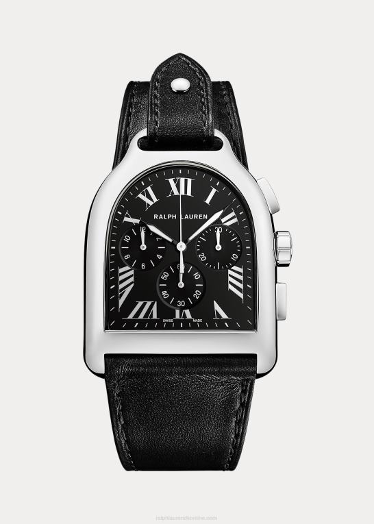 sort skive m/chrono Mænd Ralph Lauren stor kronograf stål Z426B2809