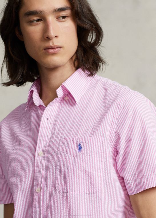 2604h rose/hvid Mænd Ralph Lauren rl prepster klassisk pasform seersucker skjorte Z426B676